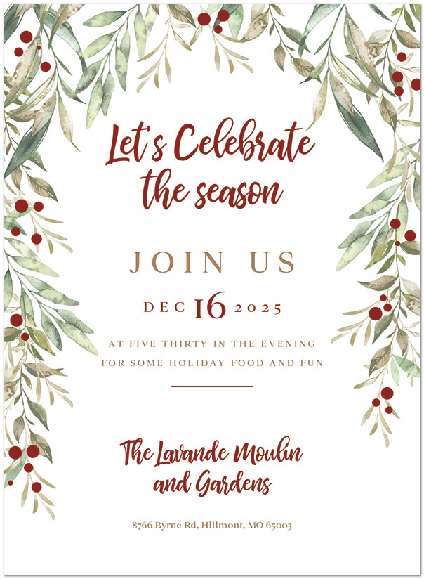 Watercolor Garland Invitation D2856U-4B Watercolor Garland Invitation D2856U-4B